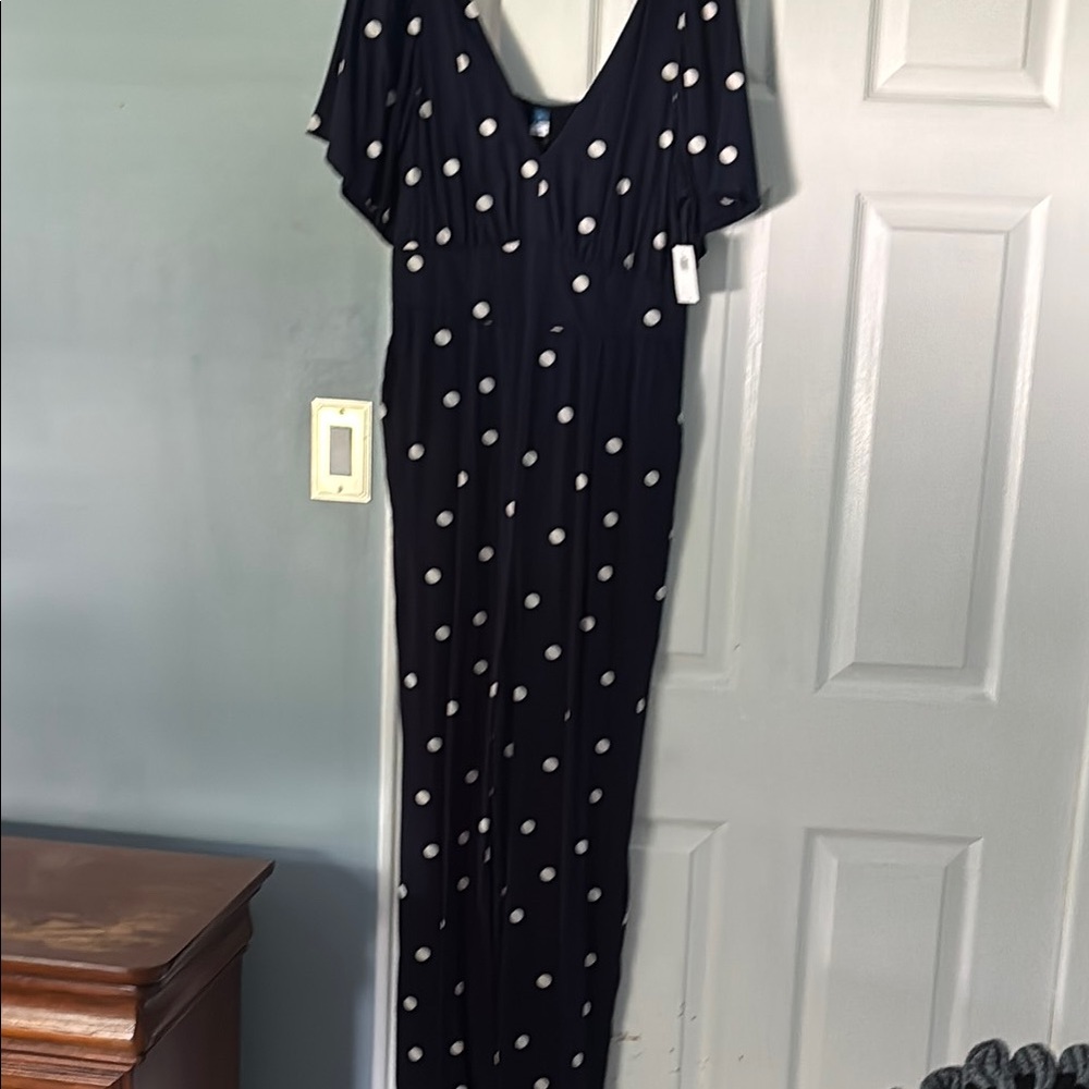 Old Navy, Navy  and White Polka Dot Jumpsuit